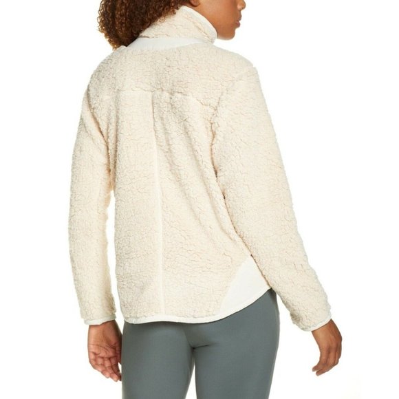 Zella Faux Shearling Pullover 1/2 Zip Fleece Beige - Picture 3 of 10
